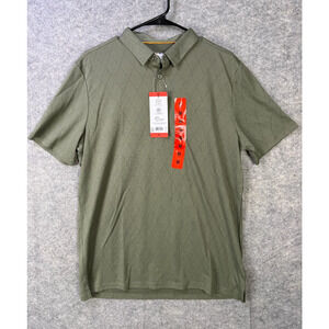 NWT Modern Ambition Polo Shirt Men's Medium Green Short Sleeve Diagonal Pattern